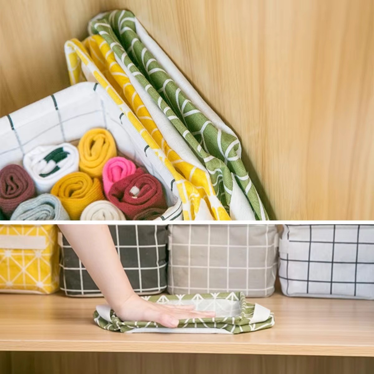 Small Foldable Linen Desktop Storage Box Waterproof Toy Sundries Storage Basket Cosmetic Underwear Office Organizer