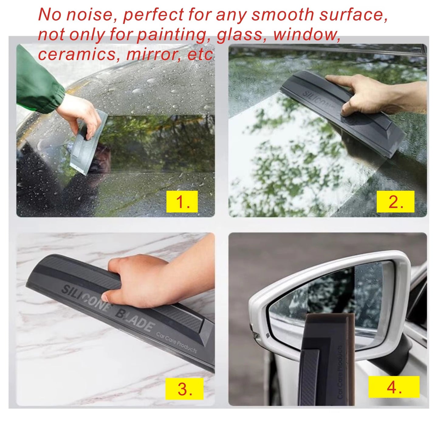 Portable Gentle Silicone Wipe Blade : Noise-Free and Scratch - Resistant Car Wash Scraper