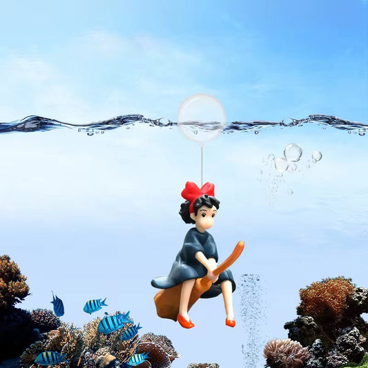 Miyazaki Little Witch Eco-Friendly PVC Floating Ornament Fish Tank Decorative and Aquarium Plastic Resin Decoration