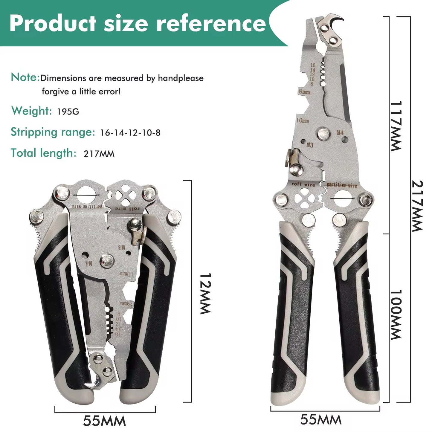 18-in-1 Multifunctional Foldable Hook Knife Wire Stripper Tool For Electricians Stainless Steel Wire Stripper For Electricians
