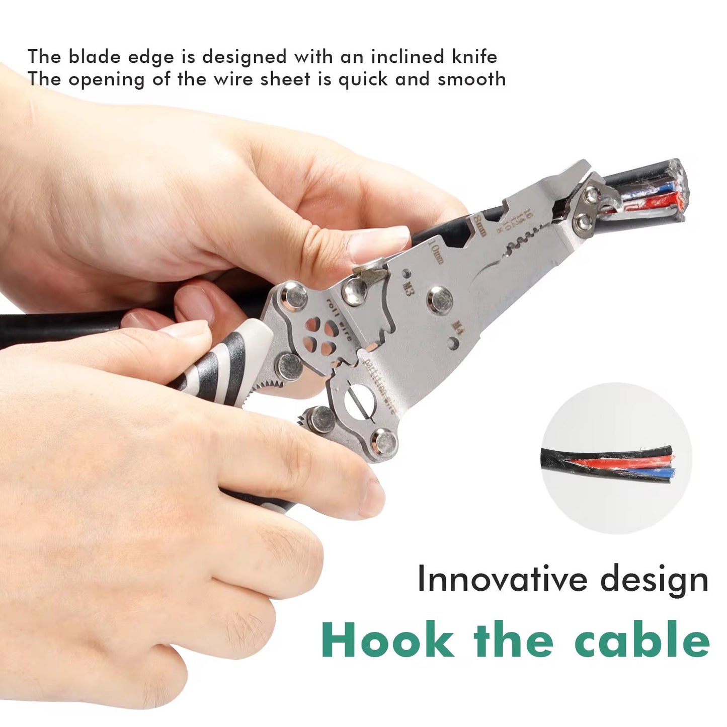 18-in-1 Multifunctional Foldable Hook Knife Wire Stripper Tool For Electricians Stainless Steel Wire Stripper For Electricians