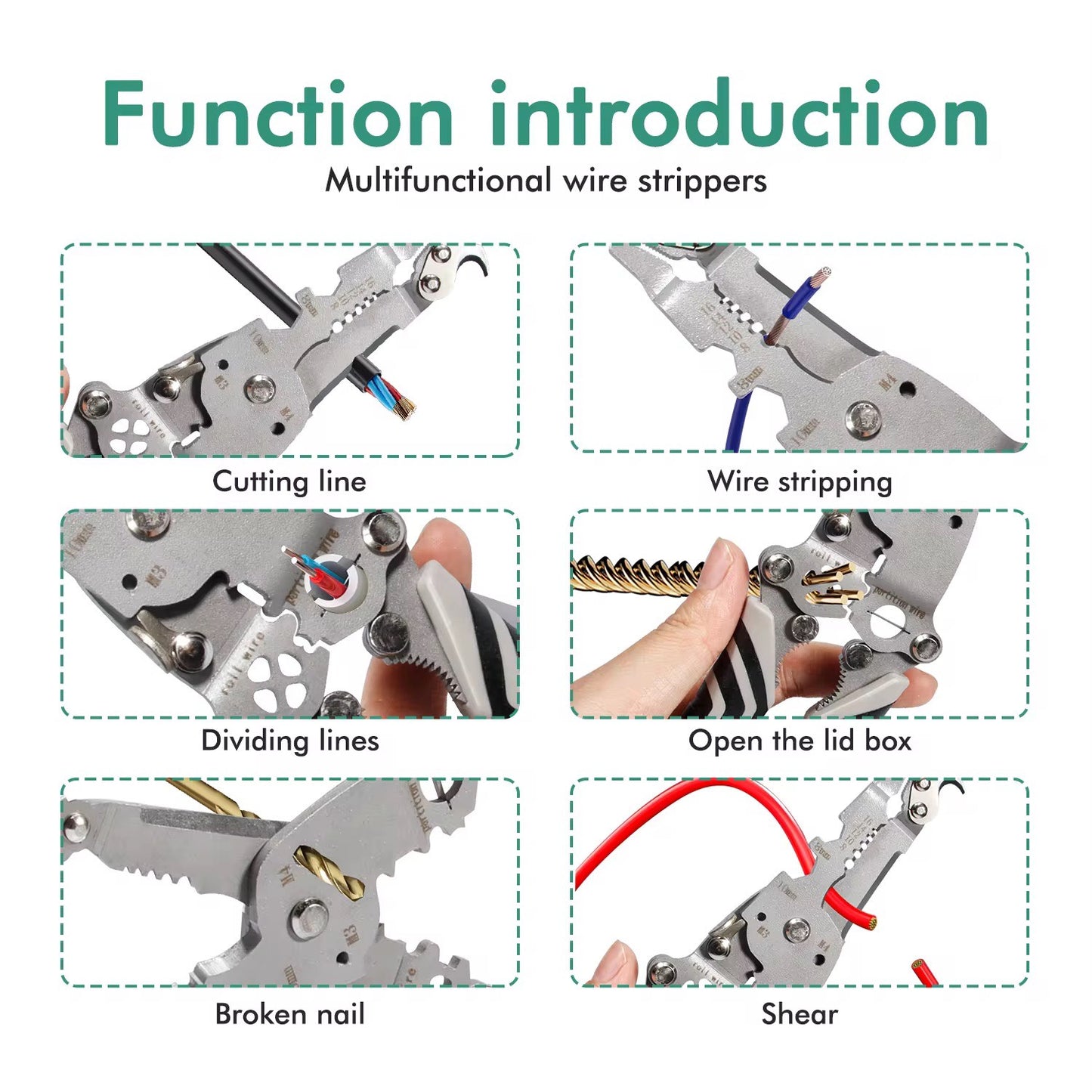 18-in-1 Multifunctional Foldable Hook Knife Wire Stripper Tool For Electricians Stainless Steel Wire Stripper For Electricians