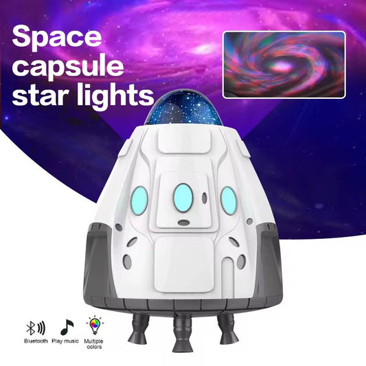 Space Capsule Starry Projector Light with Speaker Remote Control Galaxy Projector night Light Bedroom Decor UFO Projection Lamp