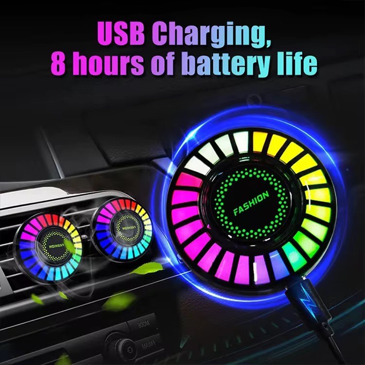 Car Aromatherapy Aroma Desktop Music Atmosphere Lamp Color Changing RGB Rhythm Light Perfume Light Fragrance Light Voice-Controlled Music