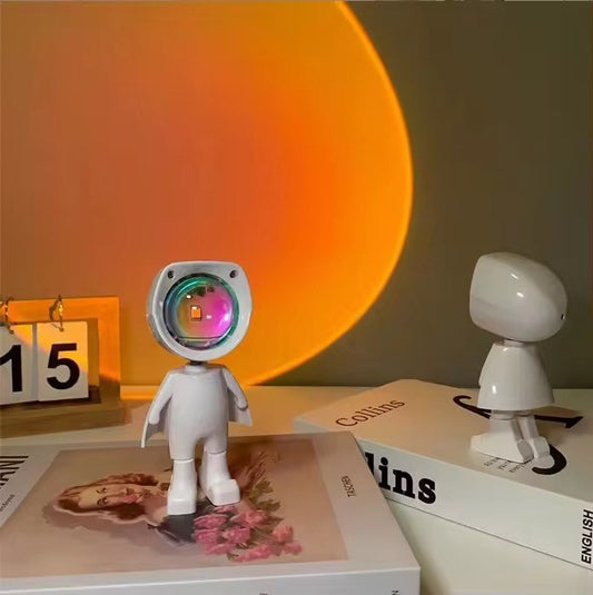 Cute Mini Astronaut Night Light Projector Home Decoration Atmosphere Light Rechargeable Robot Kids Sunset Lamp