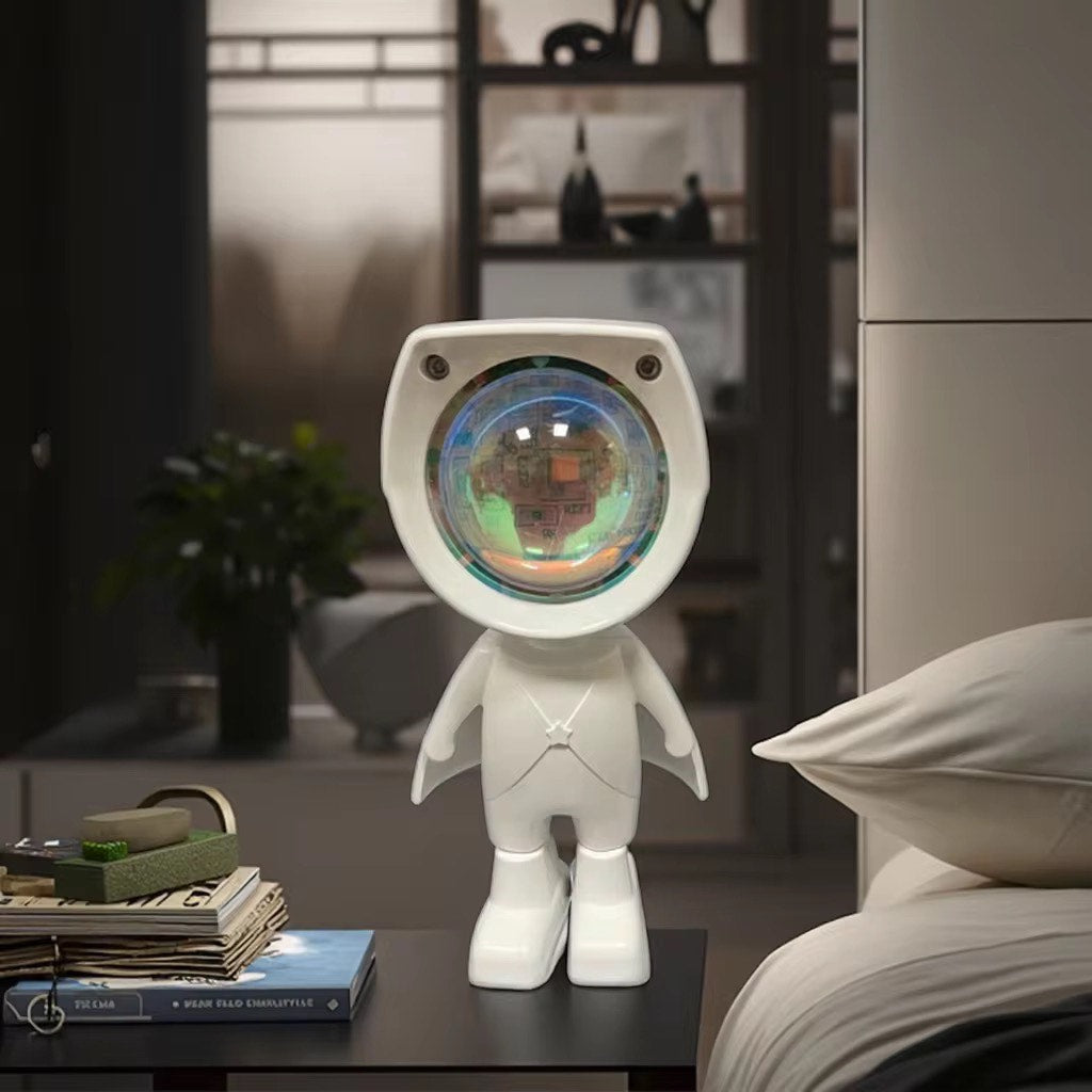 Cute Mini Astronaut Night Light Projector Home Decoration Atmosphere Light Rechargeable Robot Kids Sunset Lamp