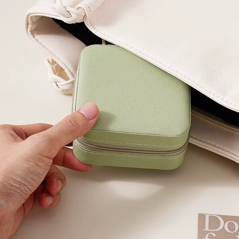 Portable Jewelry Storage Box Organizer Display Travel Jewelry Zipper Case Box Earrings Necklace Rings