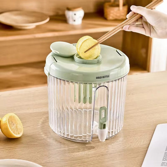High Quality Large Capacity Round Plastic Beverages Bucket Household Refrigerator Cold Water Kettle With Faucet