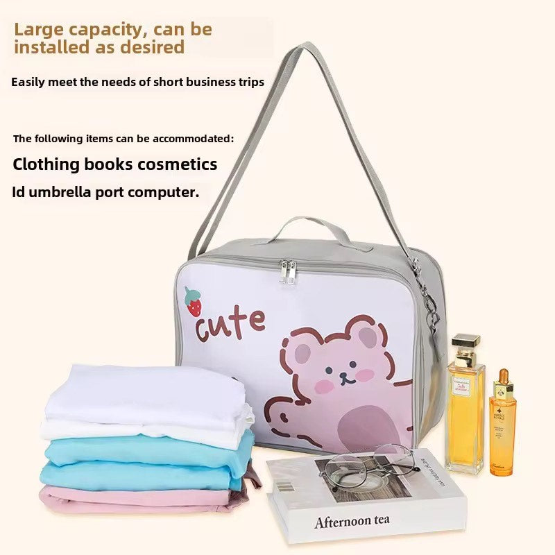 Lightweight Cute Cartoon Fashion Trolley Luggage Bag Oxford Expandable Sleeve Large Capacity Zipper For Travel Essentials Waterproof Duffle Bag