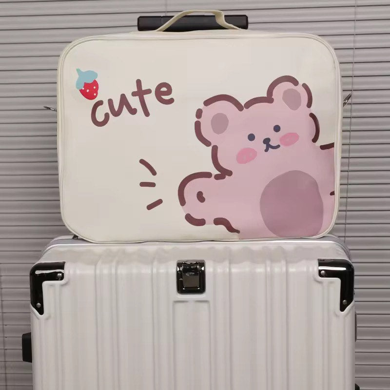 Lightweight Cute Cartoon Fashion Trolley Luggage Bag Oxford Expandable Sleeve Large Capacity Zipper For Travel Essentials Waterproof Duffle Bag