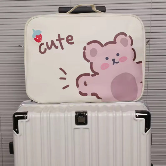 Lightweight Cute Cartoon Fashion Trolley Luggage Bag Oxford Expandable Sleeve Large Capacity Zipper For Travel Essentials Waterproof Duffle Bag