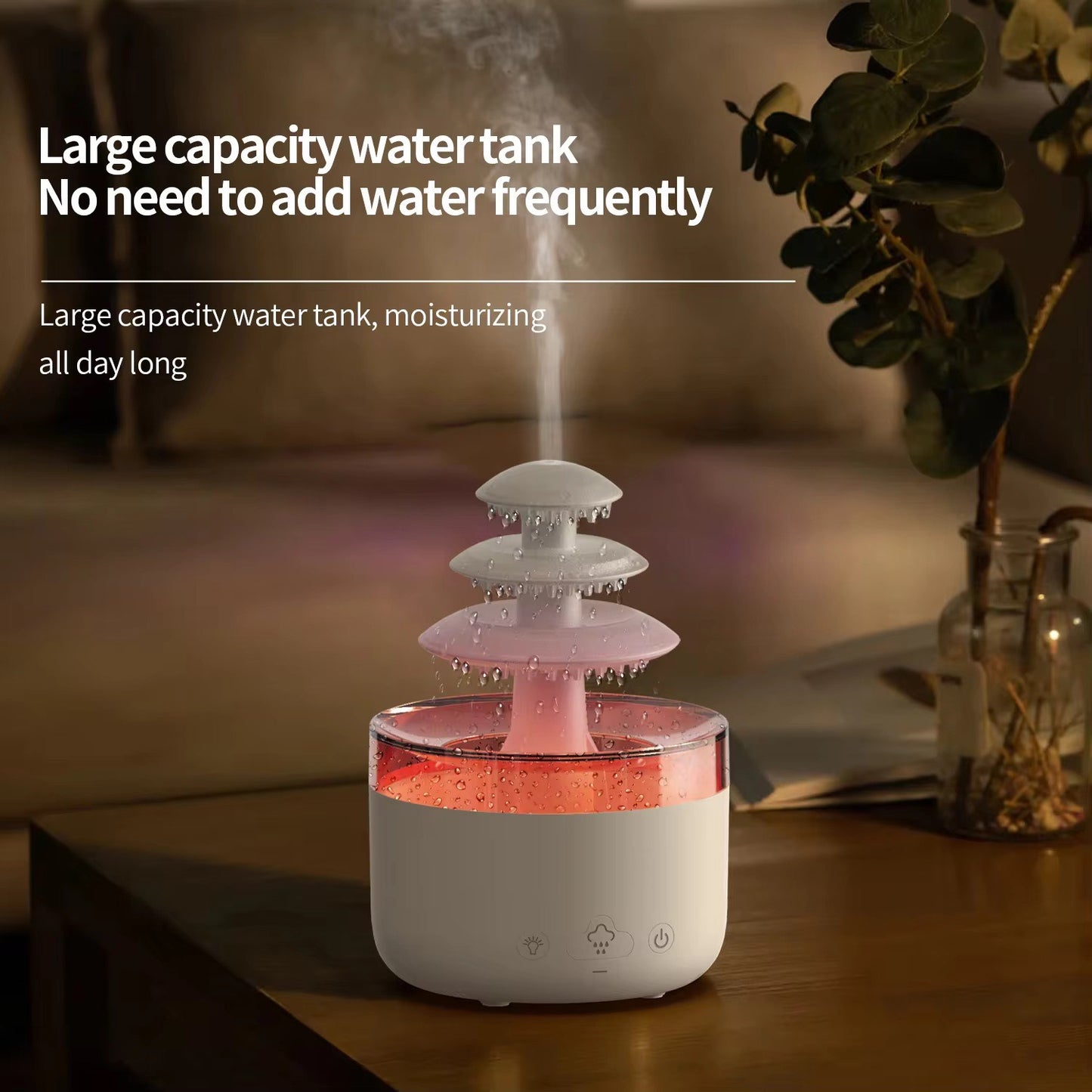 3 Layers Rain Cloud Aromatherapy Humidifiers 500ml Portable Water Drop Humidifier with 7 Colors and Perfume Diffuser