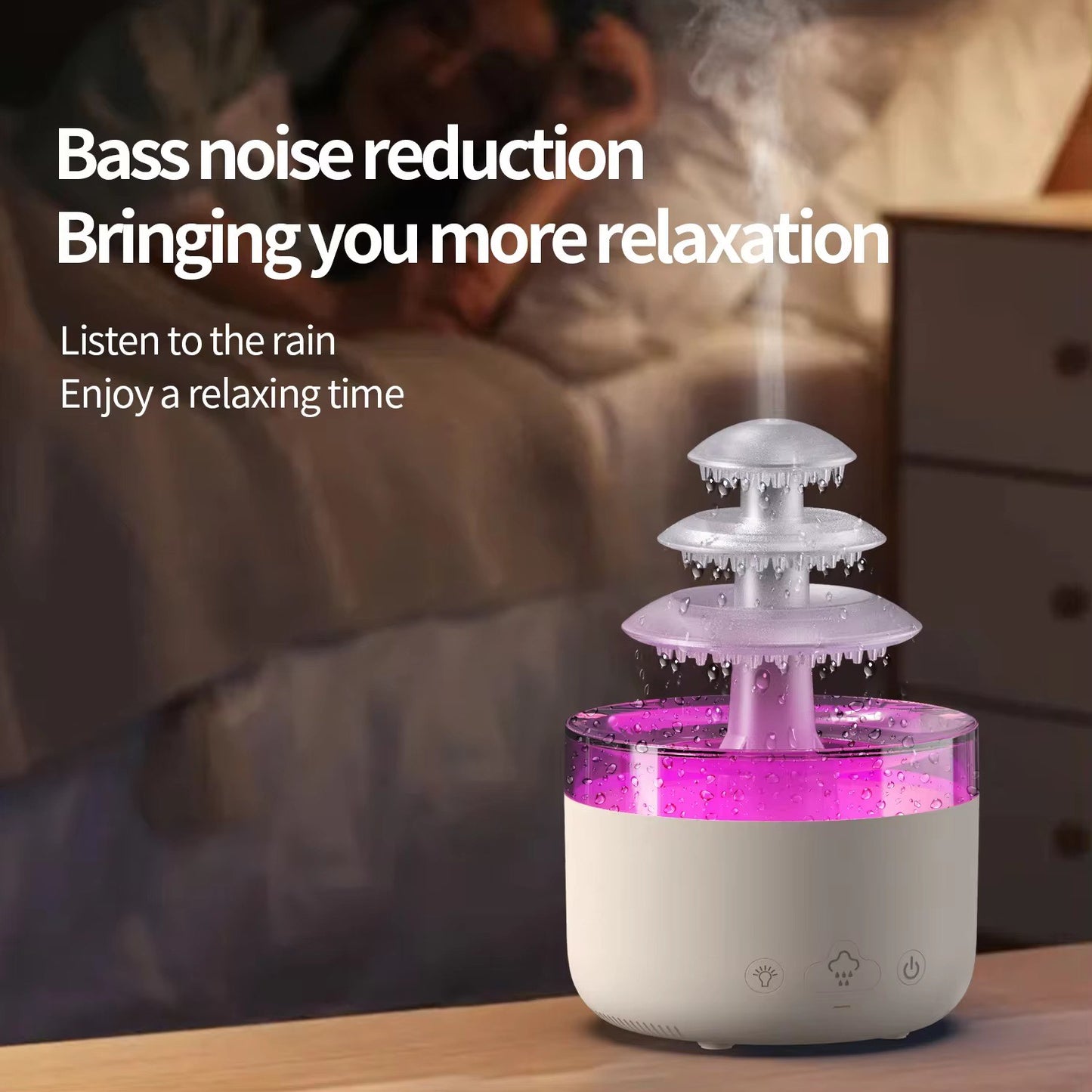 3 Layers Rain Cloud Aromatherapy Humidifiers 500ml Portable Water Drop Humidifier with 7 Colors and Perfume Diffuser