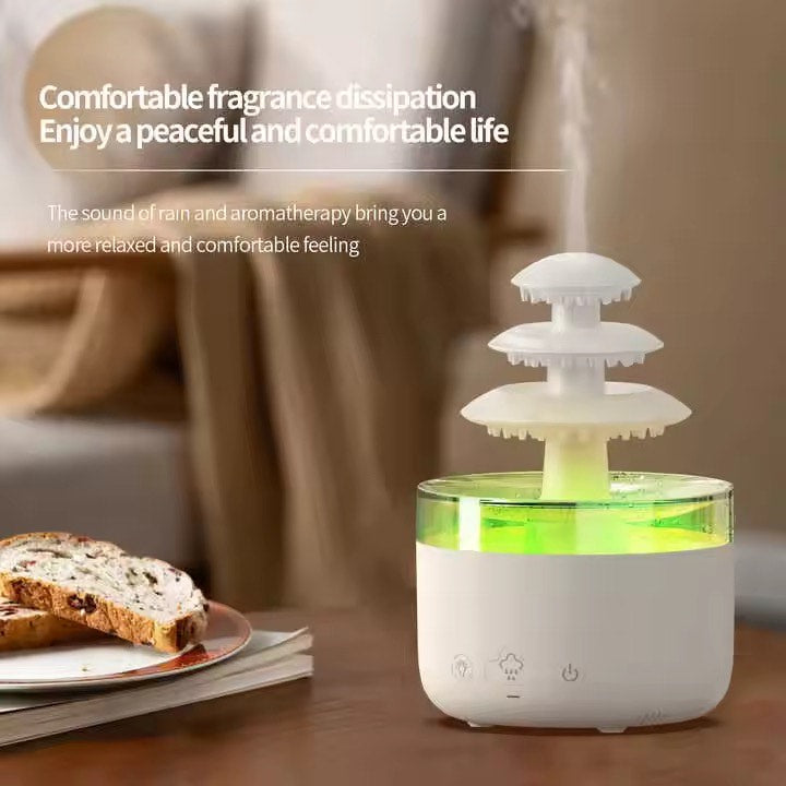3 Layers Rain Cloud Aromatherapy Humidifiers 500ml Portable Water Drop Humidifier with 7 Colors and Perfume Diffuser