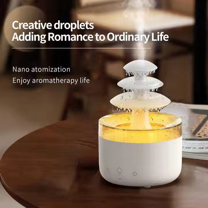3 Layers Rain Cloud Aromatherapy Humidifiers 500ml Portable Water Drop Humidifier with 7 Colors and Perfume Diffuser