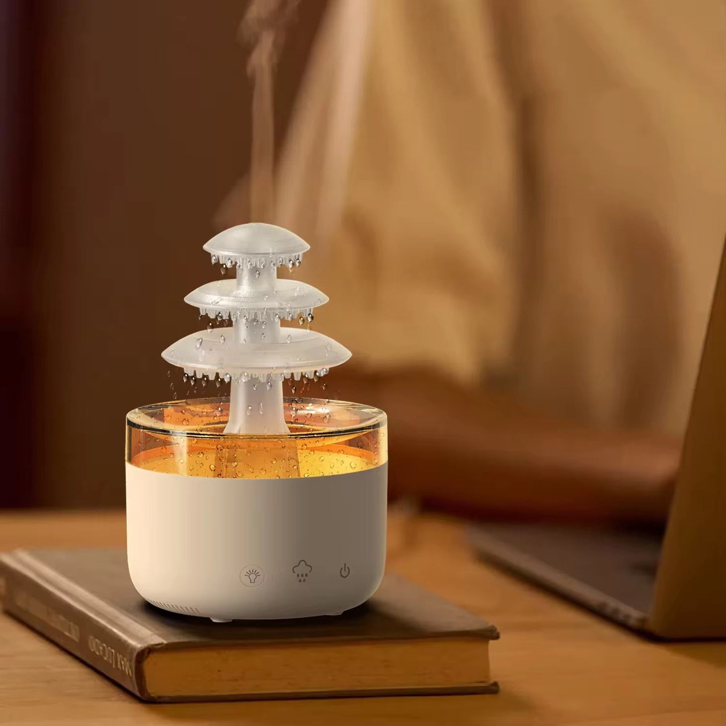 3 Layers Rain Cloud Aromatherapy Humidifiers 500ml Portable Water Drop Humidifier with 7 Colors and Perfume Diffuser