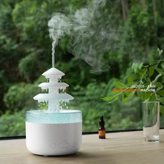 3 Layers Rain Cloud Aromatherapy Humidifiers 500ml Portable Water Drop Humidifier with 7 Colors and Perfume Diffuser