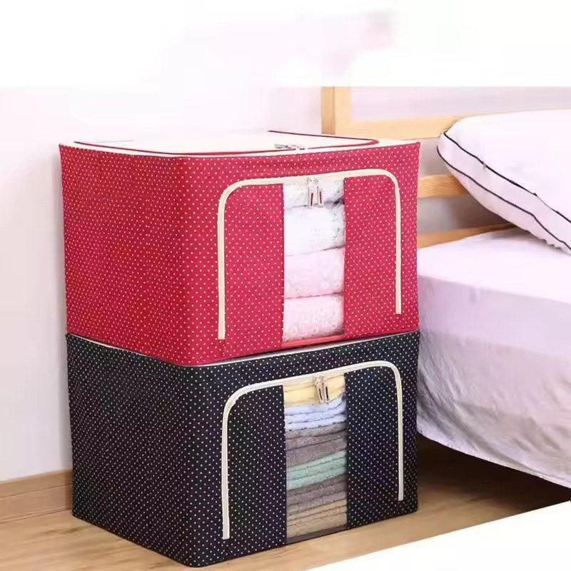 100 L Wardrobe Foldable Clothes Storage Organizer Bag Large Capacity Waterproof Cloth Steel Frame Cube Storage Box