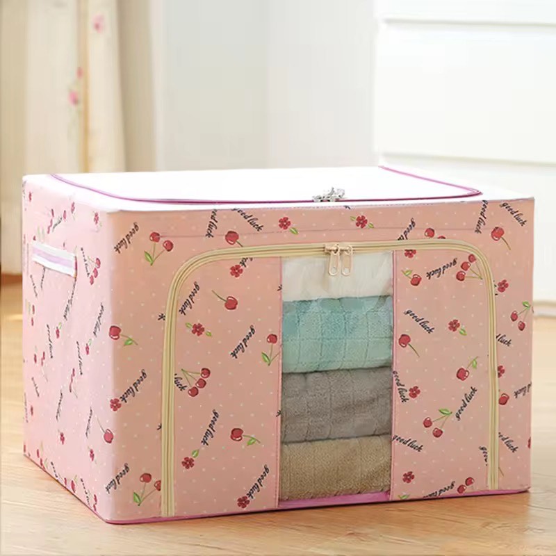 66 L Wardrobe Foldable Clothes Storage Organizer Bag Large Capacity Waterproof Cloth Steel Frame Cube Storage Box