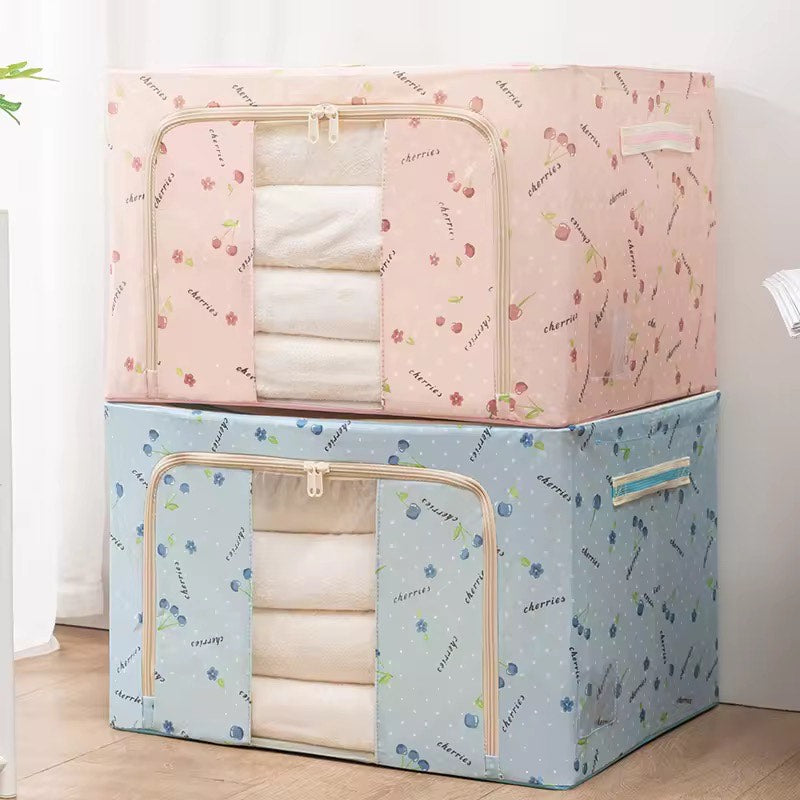 100 L Wardrobe Foldable Clothes Storage Organizer Bag Large Capacity Waterproof Cloth Steel Frame Cube Storage Box