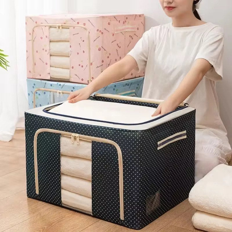 100 L Wardrobe Foldable Clothes Storage Organizer Bag Large Capacity Waterproof Cloth Steel Frame Cube Storage Box