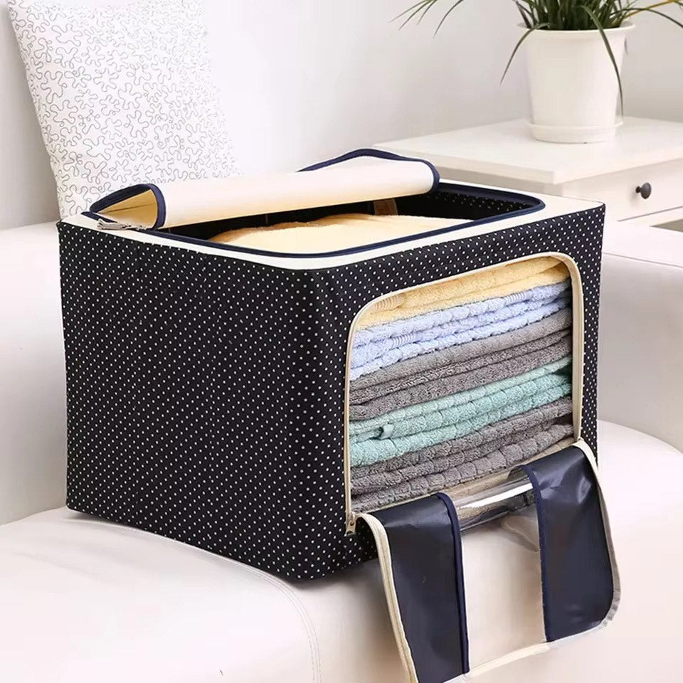 100 L Wardrobe Foldable Clothes Storage Organizer Bag Large Capacity Waterproof Cloth Steel Frame Cube Storage Box