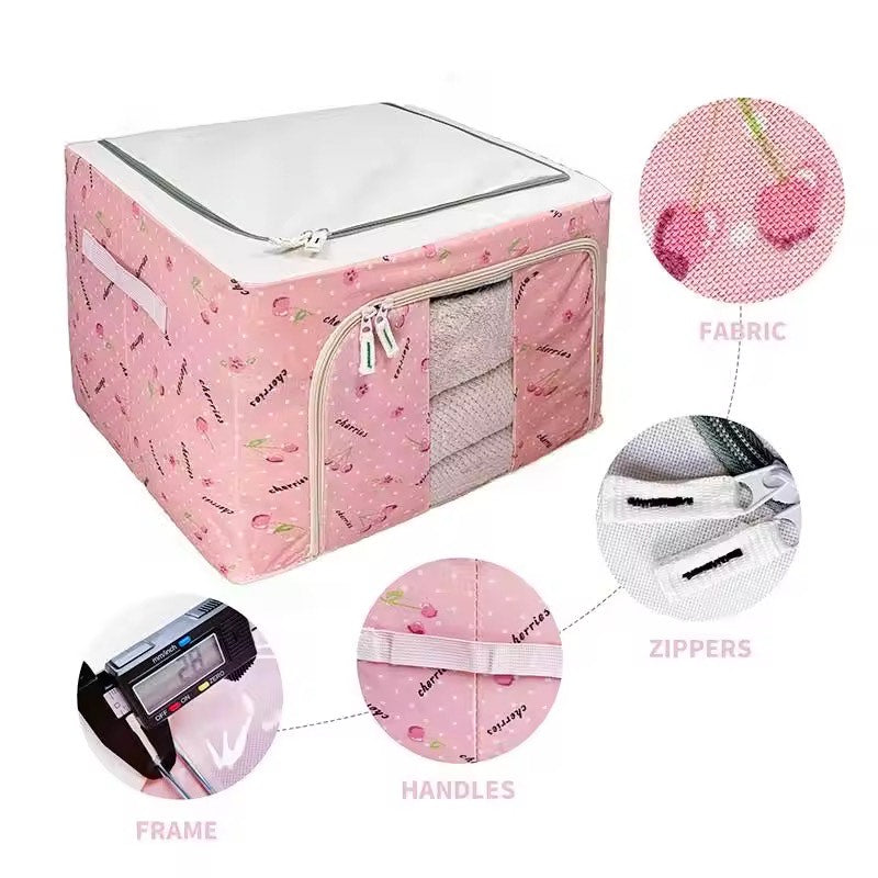 66 L Wardrobe Foldable Clothes Storage Organizer Bag Large Capacity Waterproof Cloth Steel Frame Cube Storage Box
