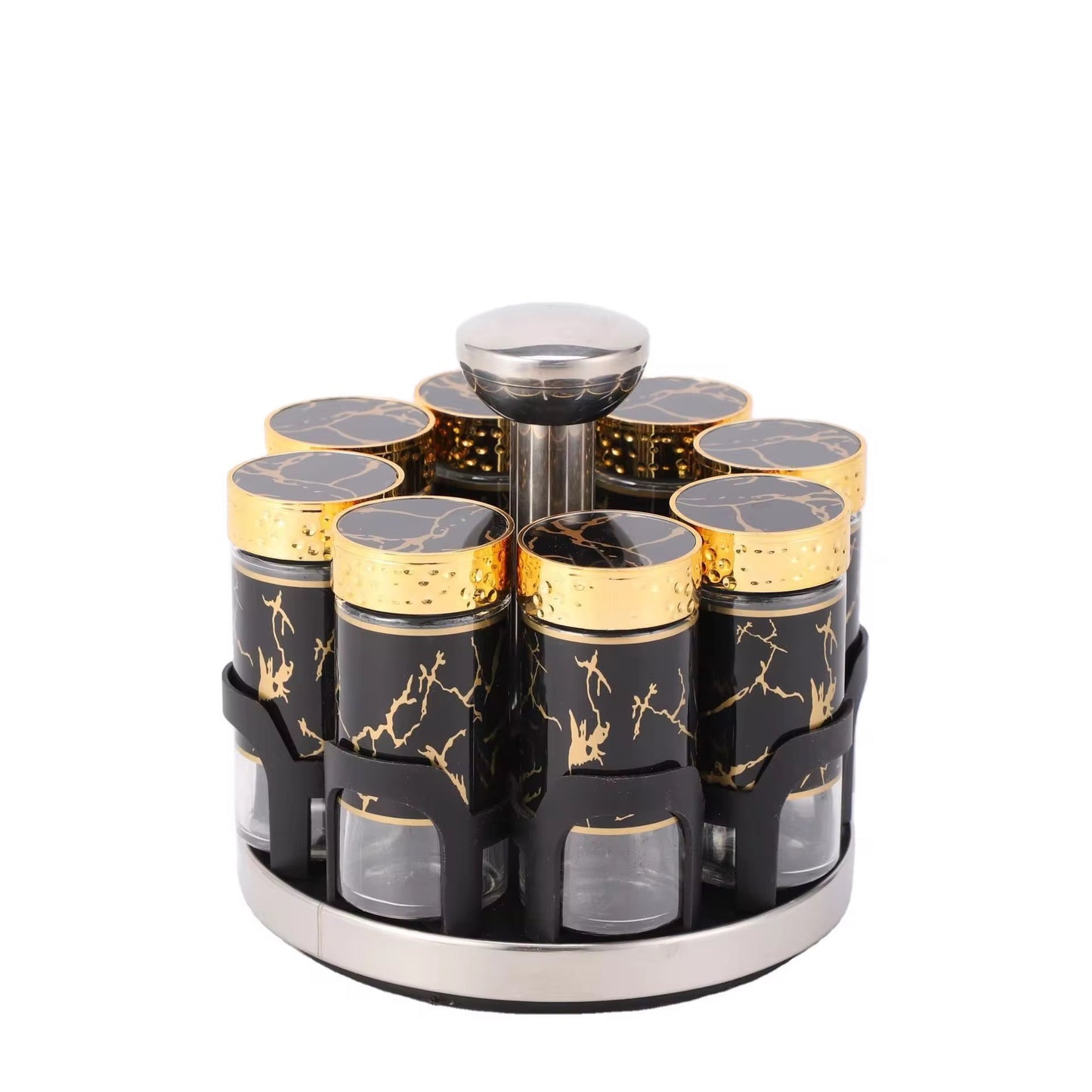 Rotatable Porous Bamboo Seasoning Bottle Glass Seasoning Jar with Sprinkle For Kitchen Supplies-pepper salt and Other Spices