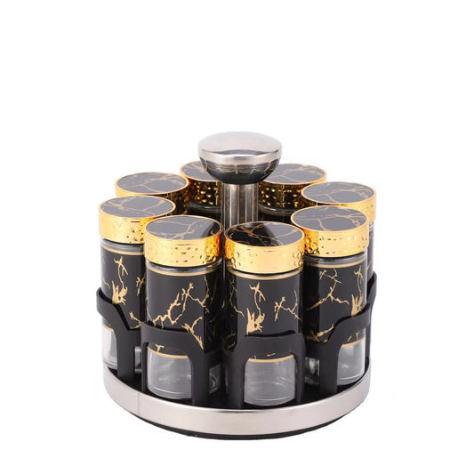 Rotatable Porous Bamboo Seasoning Bottle Glass Seasoning Jar with Sprinkle For Kitchen Supplies-pepper salt and Other Spices