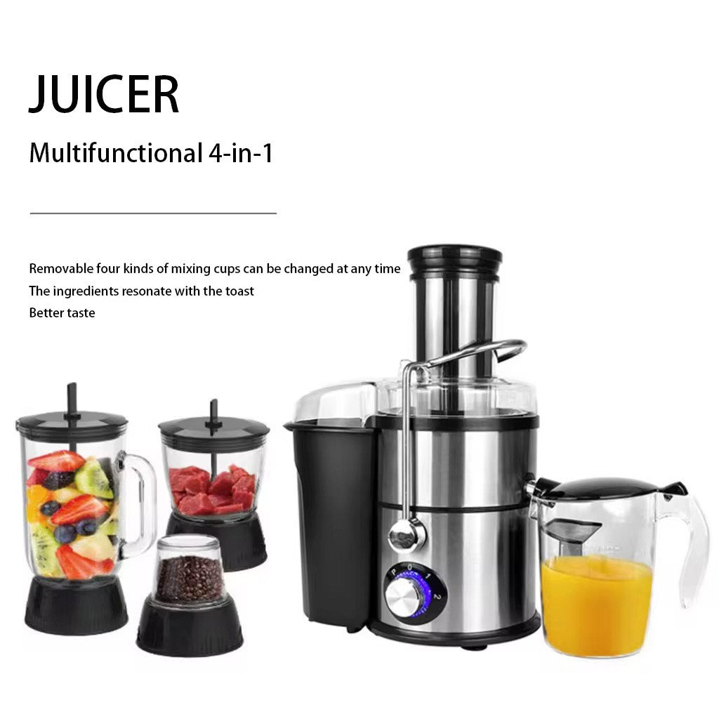 4-in-1 Multifunctional Stainless Steel Electric Juicer, Blender, Grinder & Mixer – High-Capacity Household Powerhouse