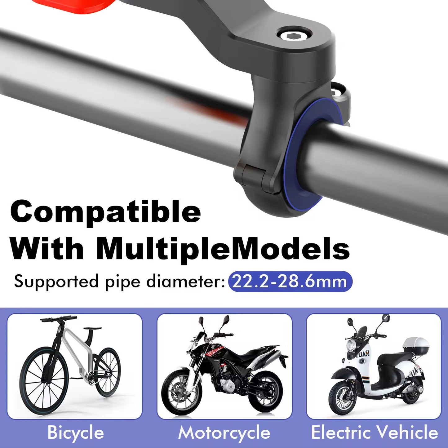 Quick Disassembly Bicycle Phone Holder Safety Riding Motorcycle Cradle Mobile Phone Mount Handlebar Flexible with Vibration Damper with Strong Paste Adapter