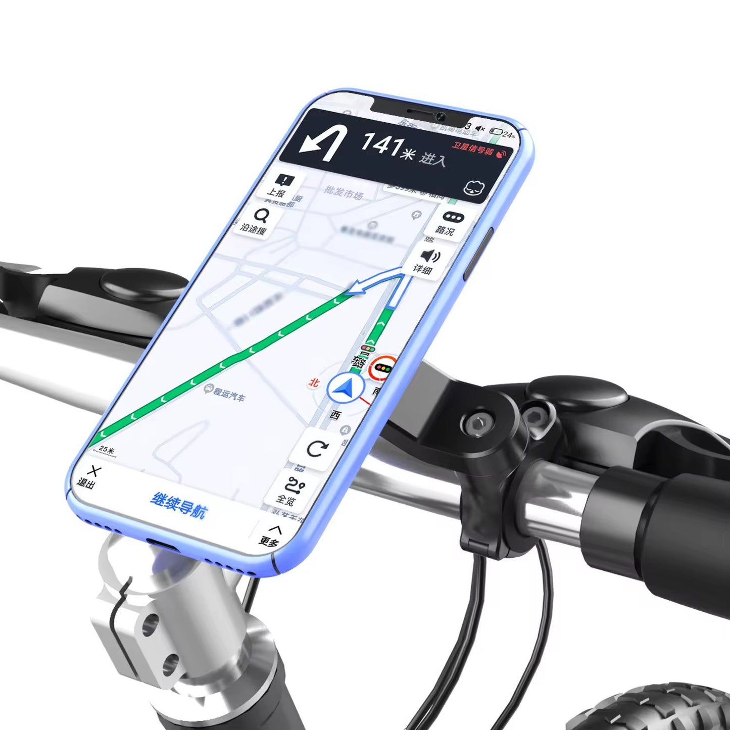 Quick Disassembly Bicycle Phone Holder Safety Riding Motorcycle Cradle Mobile Phone Mount Handlebar Flexible with Vibration Damper with Strong Paste Adapter