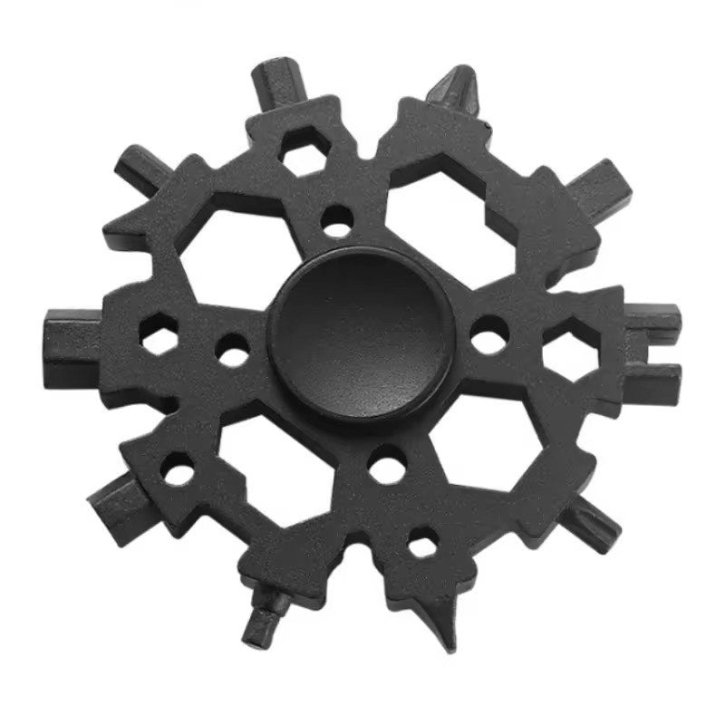Pocket-Sized 23-in-1 Snowflake Tool with Fidget Spinner – Multi-Use Gear for Travel, Emergency Kits, and On-the-Go Fixes