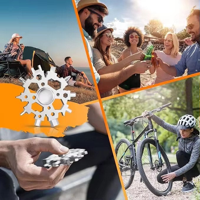 Pocket-Sized 23-in-1 Snowflake Tool with Fidget Spinner – Multi-Use Gear for Travel, Emergency Kits, and On-the-Go Fixes