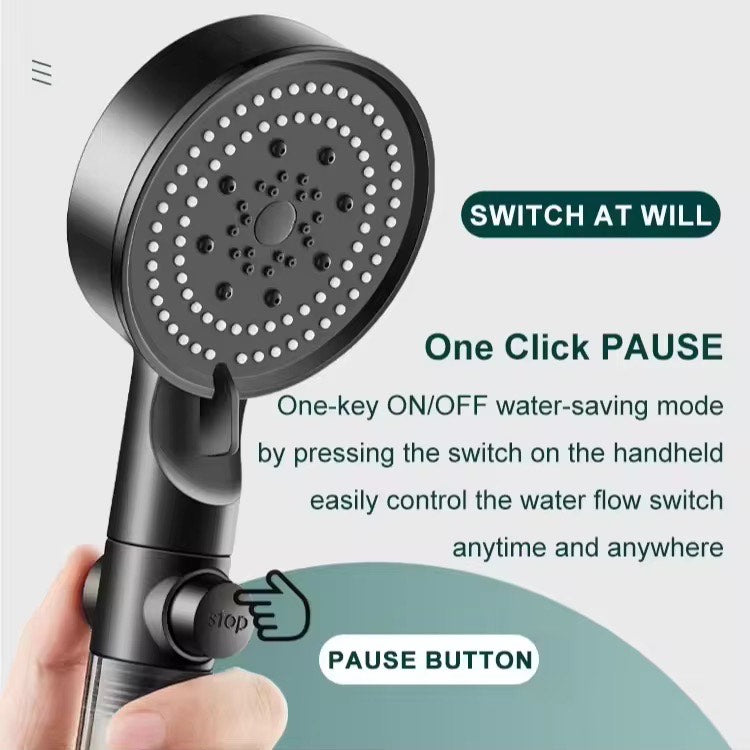High Pressure Shower Head PP-Cotton Filter Purify Water One-Key Pause SPA Massage 5 Spray Settings Showerhead Bath Accessories