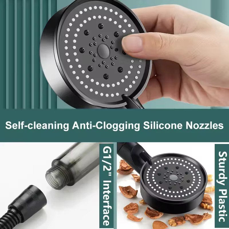 High Pressure Shower Head PP-Cotton Filter Purify Water One-Key Pause SPA Massage 5 Spray Settings Showerhead Bath Accessories