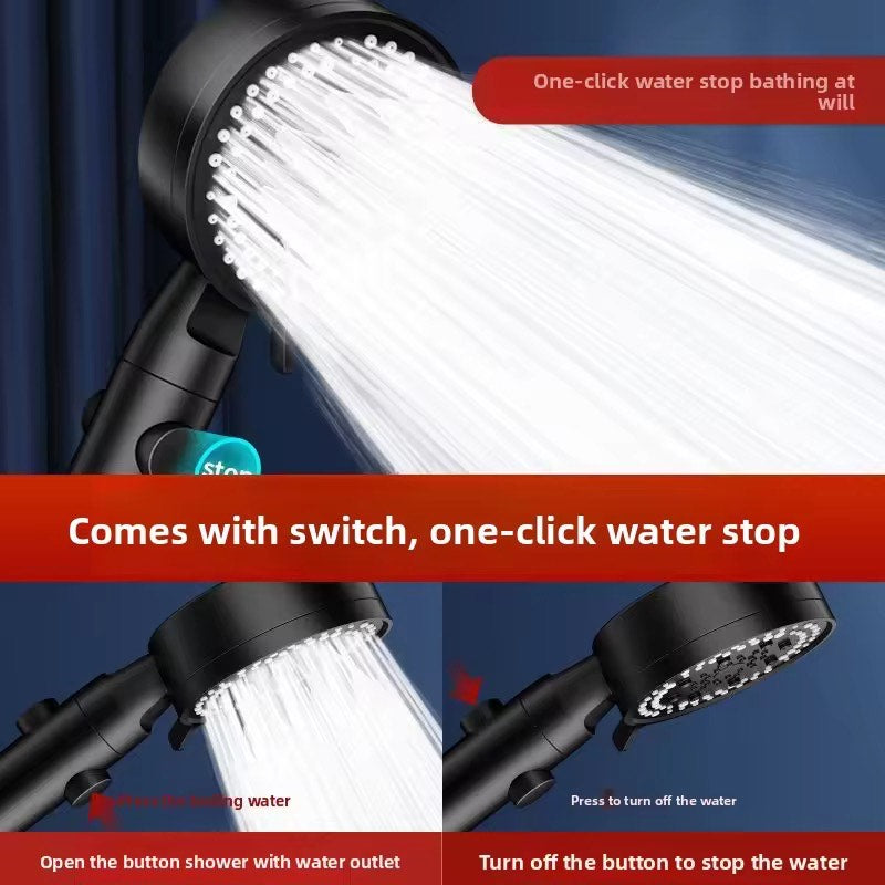 High Pressure Shower Head PP-Cotton Filter Purify Water One-Key Pause SPA Massage 5 Spray Settings Showerhead Bath Accessories