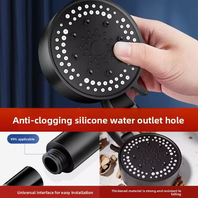High Pressure Shower Head PP-Cotton Filter Purify Water One-Key Pause SPA Massage 5 Spray Settings Showerhead Bath Accessories