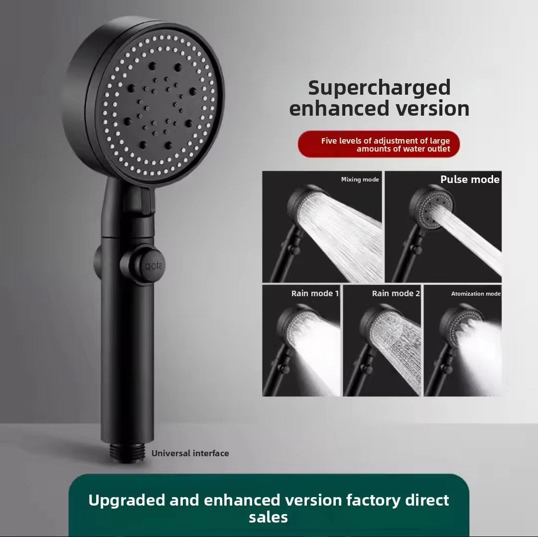 High Pressure Shower Head PP-Cotton Filter Purify Water One-Key Pause SPA Massage 5 Spray Settings Showerhead Bath Accessories