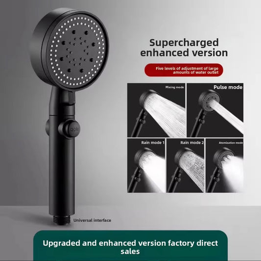 High Pressure Shower Head PP-Cotton Filter Purify Water One-Key Pause SPA Massage 5 Spray Settings Showerhead Bath Accessories