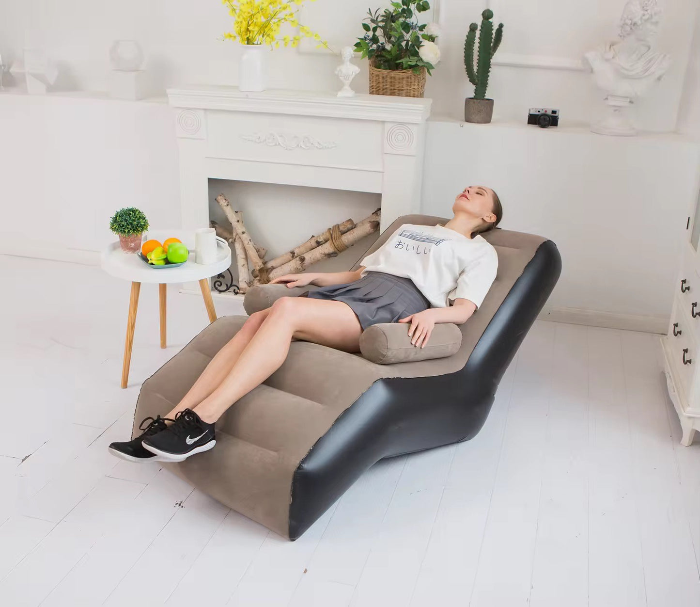 High Qyality S-Shaped PVC Inflatable Sofa Bed Modern Adjustable Foldable Reclining Surface-Flocking For Comfort Living Room
