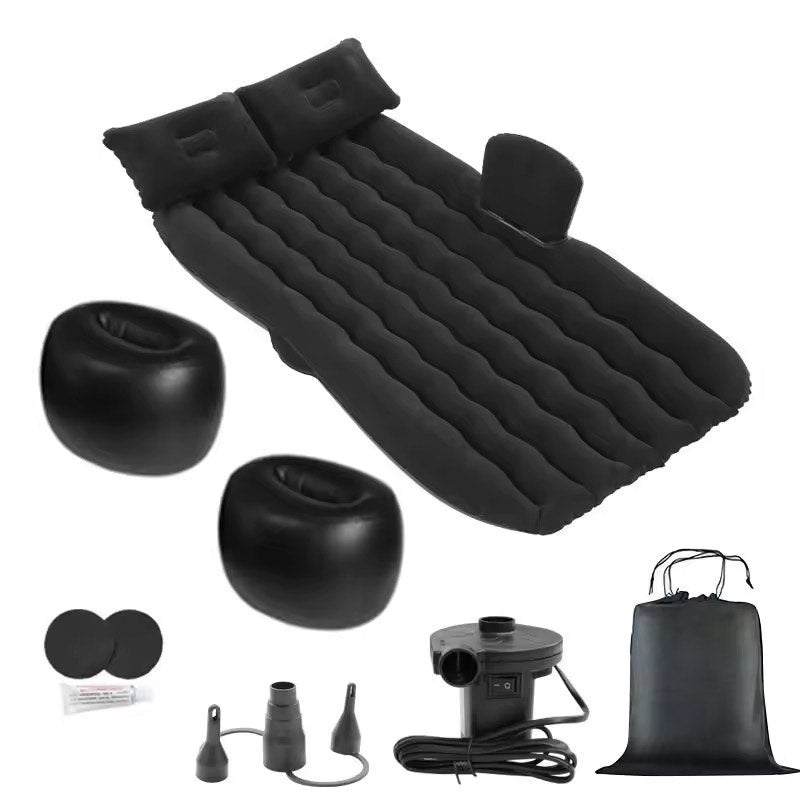 Space Saving Portable Inflatable PVC Material Car Bed Flocked Surface Inflatable Air Mattress For Back Seat Travelling