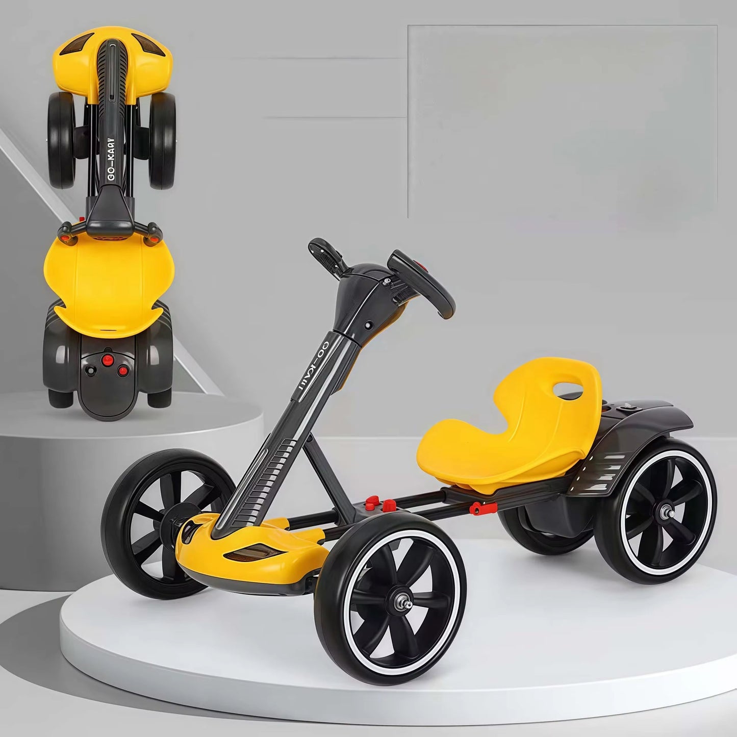 No Installation of Children's Go-Kart Electric Four Wheeler Folding Can Sit People Portable with Educational Music and Electric Remote Control