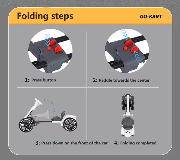No Installation of Children's Go-Kart Electric Four Wheeler Folding Can Sit People Portable with Educational Music and Electric Remote Control