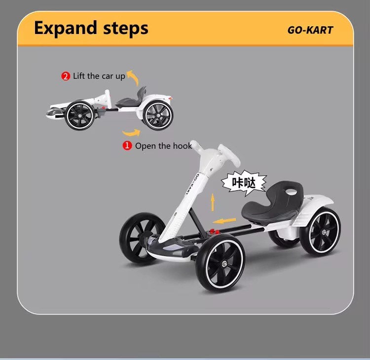 No Installation of Children's Go-Kart Electric Four Wheeler Folding Can Sit People Portable with Educational Music and Electric Remote Control