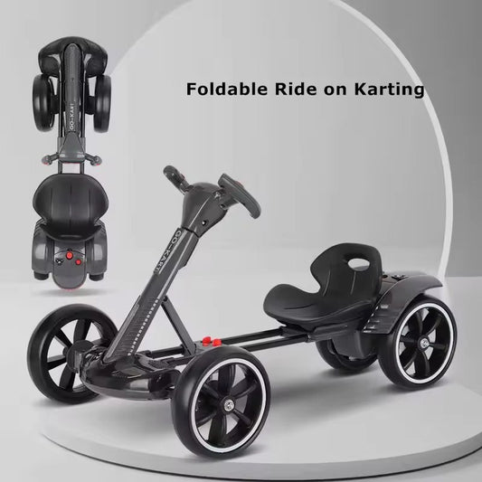 No Installation of Children's Go-Kart Electric Four Wheeler Folding Can Sit People Portable with Educational Music and Electric Remote Control