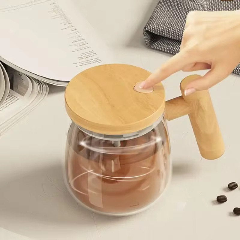 Auto Self-Stirring Coffee Mug with High-Speed Glass Lid Multifunctional Electric Mixer