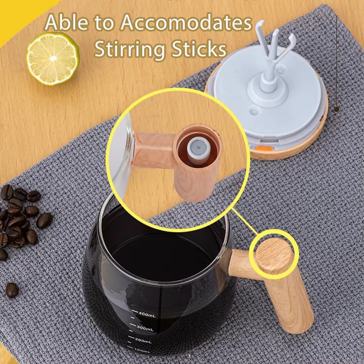 Auto Self-Stirring Coffee Mug with High-Speed Glass Lid Multifunctional Electric Mixer