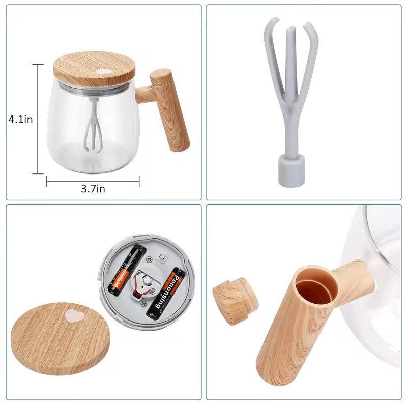 Auto Self-Stirring Coffee Mug with High-Speed Glass Lid Multifunctional Electric Mixer