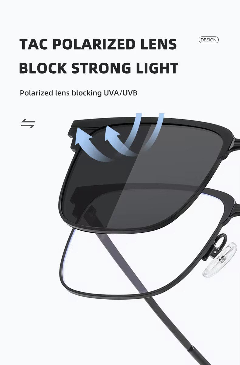 New Metal Square 3 in 1 Magnetic Clip on Glasses Set Polarized Anti Blue Light Sunglasses